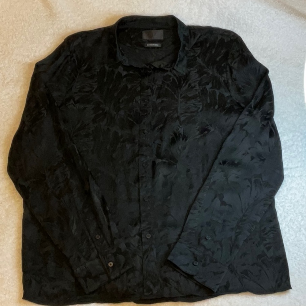 RTA Blythe Silk Jacquard Floral Button Down Blouse